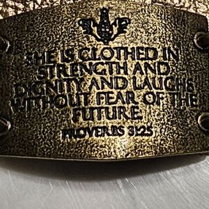 NWT - Blush Colored Leather Bracelet - Inspirational CLOTHED IN STRENGTH Quote